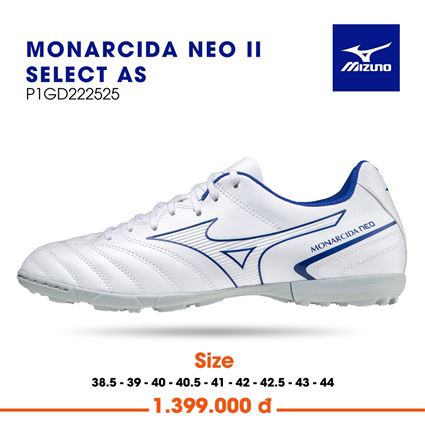 Giày Bóng Đá Mizuno MONARCIDA NEO II SELECT AS Trắng Xanh